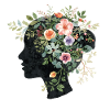 Frau Kopfsilhouette mit Blumenkranz