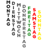 Week , Friday - green, Saturday - red, Sunday