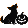 Dog silhouette and pumpkin Halloween