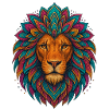 Mandala-Löwe – bunter Kopf