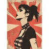 Cool punk woman under red sun