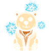Cartoon Polar Bear with Snowflakes