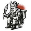 King on throne with a feather
