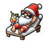 Santa on the beach with cocktail