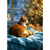 Cozy Christmas Cat by Tree