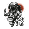 Astronaut auf der Toilette