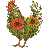 Floral Hen Garden Art Chick