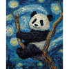 Panda Björn Van Gogh stil stjärnklar natt