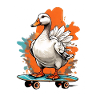 Duck on skateboard