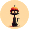 Cat with pumpkin on its head