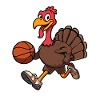 Thanksgiving Turkey Playing Basketball