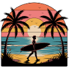 Sunset surfer on the beach