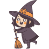 Merry Witch with Orange Broom