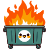 Cute flaming trash can