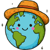 Kawaii Earth in Hat