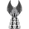 Gargoyle demon over skulls