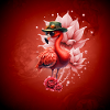 Bohemian flamingo with hat