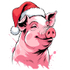 Festive Christmas pig with hat