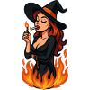 Witch in flames