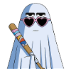 Sarcastic Ghost with Heart Shades & Bat