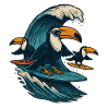 Cool Toucan Surfing Wave Art