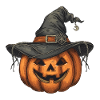 Halloween Pumpkin with Witch Hat