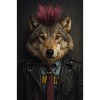 Wolf's Punk Mohawk Leather Jacket