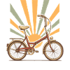 Retro Polish Bike with Sunrise Rays