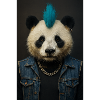 Panda Punk with Blue Mohawk