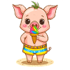 Kleines Schweinchen mit buntem Eis