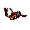 Red skydiver in jump