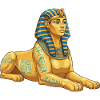 Golden Sphinx with hieroglyphics