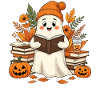 Herbstlesegeist mit Kürbissen