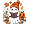 Autumn harvest ghost with pumpkin