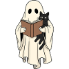 Reading Ghost with Cat in Book