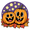 Two Happy Pumpkins Autumn