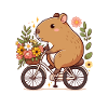 Capybara sur vélo fleuri