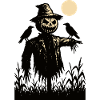 Pumpkin Skull Scarecrow over the Moon