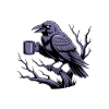 Coffee first: Crow with mug