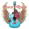 Blue Guitar Wings Roses Rock’n’Roll