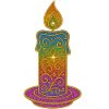 Rainbow Candle Flame Glitter Design