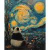 Panda Björn Van Gogh stil stjärnklar natt