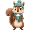 Winter squirrel with hot drink