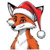 Fox with Santa Hat Cartoon