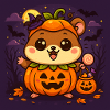 Cuddly Halloween pumpkin hamster chibi