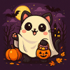 Cuddly Halloween Ghost Cat
