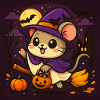 Souris d’Halloween mignonne en sorcière