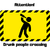 Warning Drunk People Hammer Silhouette
