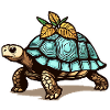 Schildkröte mit blauem Panzer & Blättern