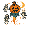 Halloween Rocket Pumpkin in Space